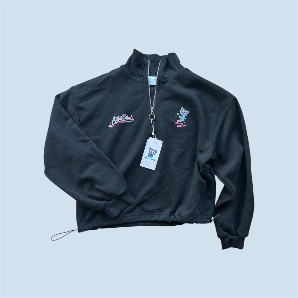 Black Half-Zip Angel Blue Sweatshirt